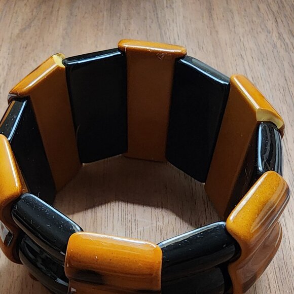 Vintage 2-Tone Leopard & Black Stretch Bracelet - Picture 7 of 7